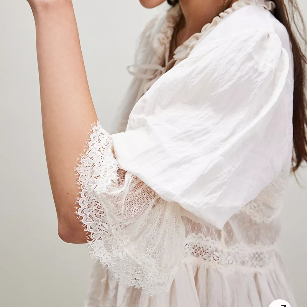Free People Forever Young Elegant White Lace Blouse - Picture 4 of 14